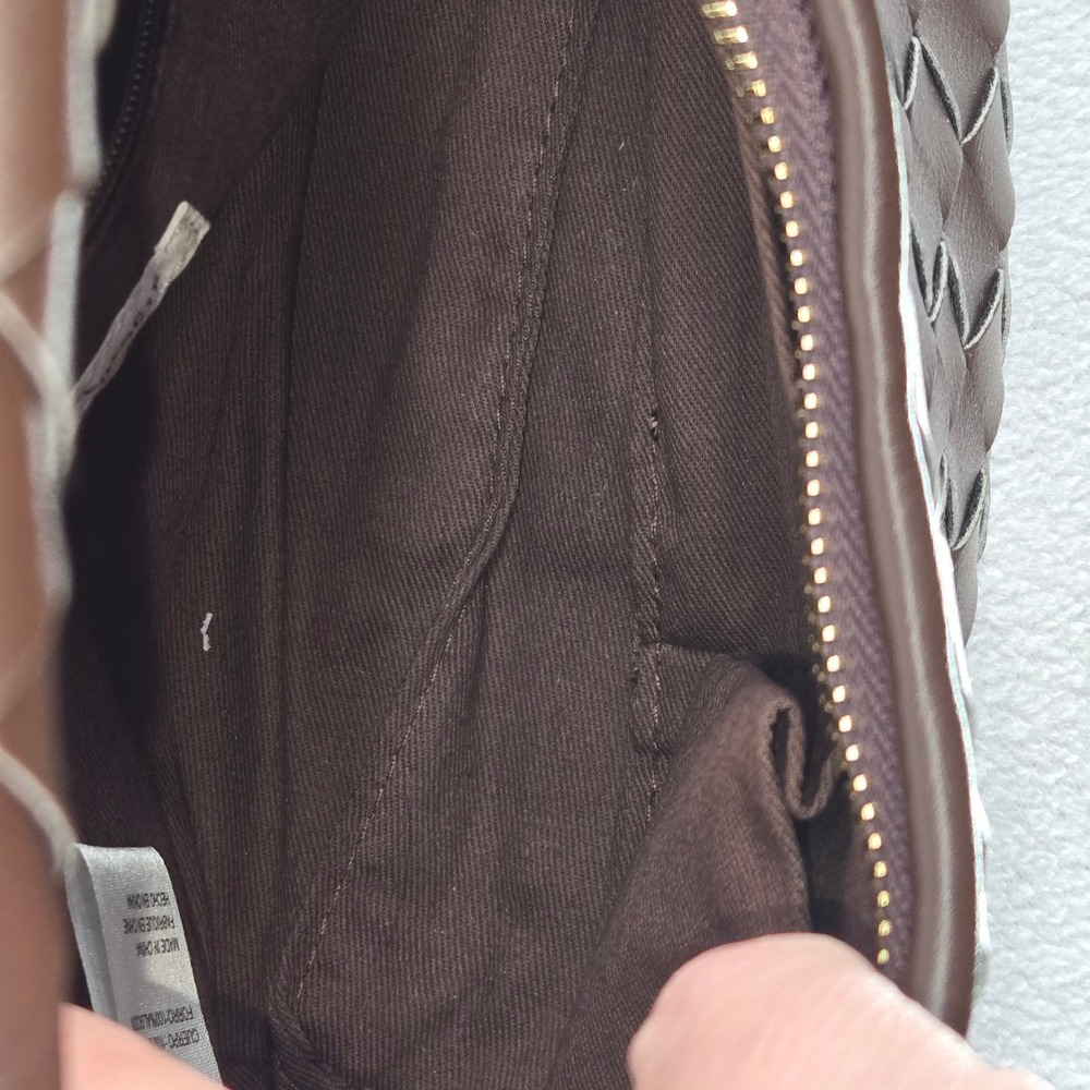 Anthropologie OS Woven Hand Bag Women Chocolate Brown Braided Mini Hobo Bag - Picture 4 of 13